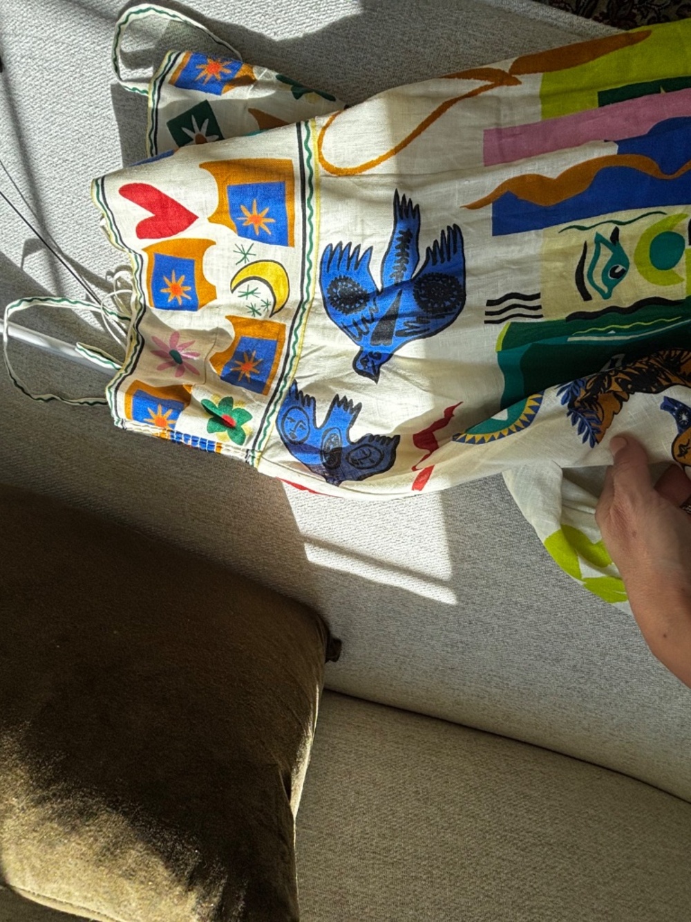 ALÉMAIS Surrealist Summer Linen Sundress Multicolor - Picture 7 of 7